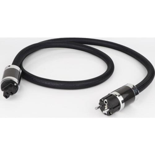 Hi-End PCOCC Power Cable With Carbon Fiber Rhodium Plated US/EU Power Plug hifi Audio AC mains Power Cord Cable