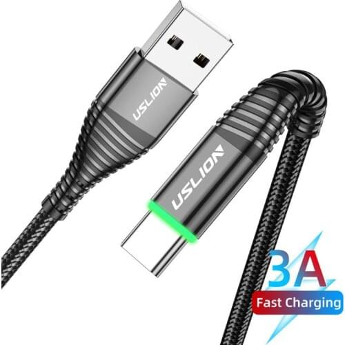 4 Colors 0.5m 1m 2m USB Type C Cable For Type-C USB Fast USB Charging Type-C Charger Data Cable USB-C Cabo Wire With Green Light