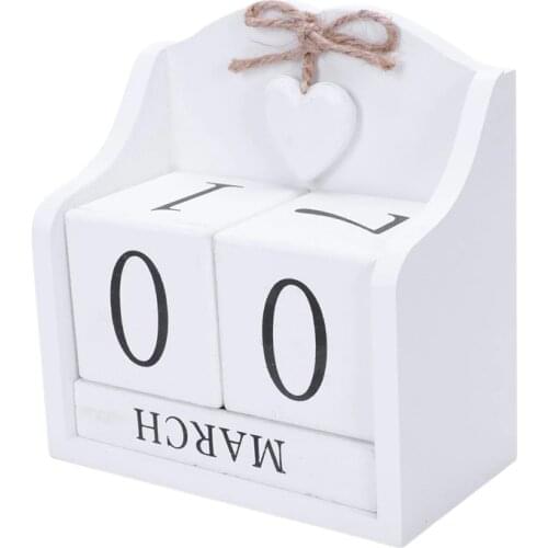 Quality 2019 Creative Diy Wood Block Perpetual Calendar Desk Figurines Calendar Wood Calendar Fashion Home Office Decoration