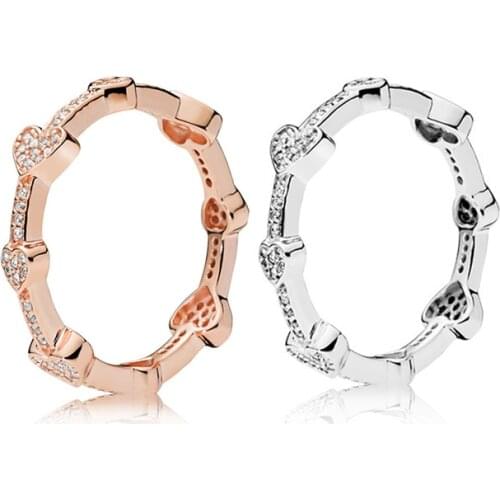 925 Sterling Silver Pan Ring Allup Ring Hearts With Crystal Rings For Women Wedding Party Gift Europe Fashion Jewelry