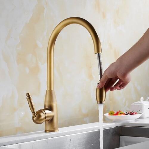 Kitchen faucet antique brass kitchen sink pull out kitchen faucet, sink faucet pull out shower head