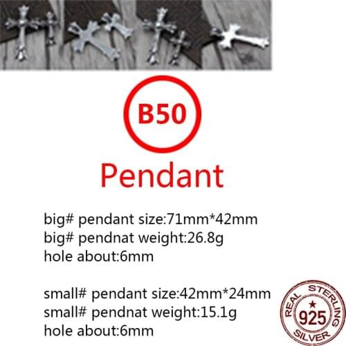 B50 S925 sterling silver pendant unique personality wild retro couple pendant punk hip-hop style cross horseshoe shape jewelry