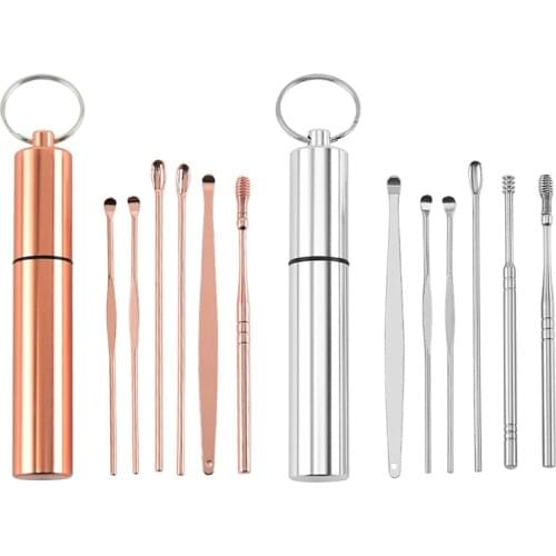 6Pcs Stainless Steel Earpick Ear Cleaner Spoon Ear Care Cleaning Tool Ear Wax Removal Kit Ear Wax Remover Ear Wax Removal Tool