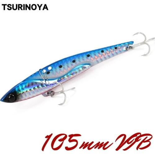 TSURINOYA VIB Metal Fishing Lure DW38-C Sinking Vibration Metal Hard Bait 105mm 35g Artificial Ice Jigging Wobblers Swimbait