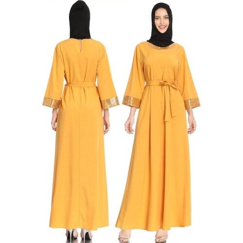 Muslim New European and American Fashion Waist Elegant Belt Long Skirt Womens Spring And Summer