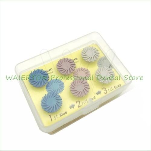 6pcs/set Dental Composite resin Polishing Disc Kit Spiral Flex Brush Burs 3 colors mixed