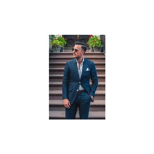 Latest Coat Pant Designs Navy Blue Linen Summer Causal Men Suit Slim Fit Suits Tuxedo Beach Custom 2 Piece Vestidos Jacket+Pant