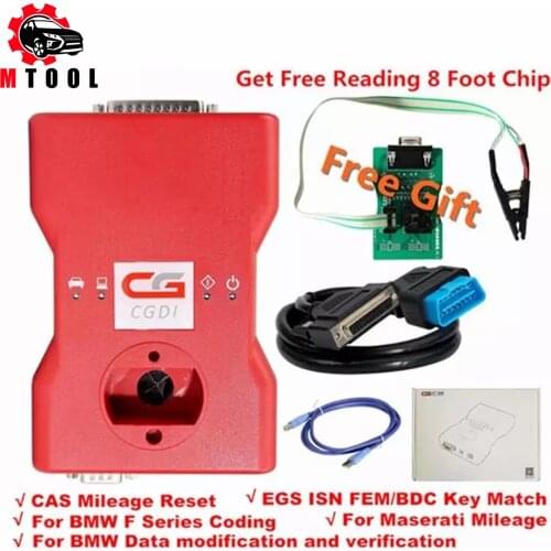 New Original CGDI Prog For BMW MSV80 FEM/EDC 3 IN 1 Function Auto Key Programmer+Diagnosis+IMMO Security Free 8 Foot Clip