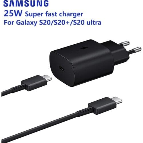Samsung Original 25W Fast Phone Charger For Samsung Galaxy S20 S20+ S20 Ultra Note 20 Ultra USB-C Fast Charging Wall Charger