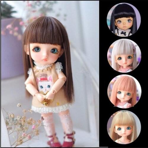 BJD doll wig is suitable for 1/8 size ob11 fashion new style straight hair with straight bangs and high temperature silk wig