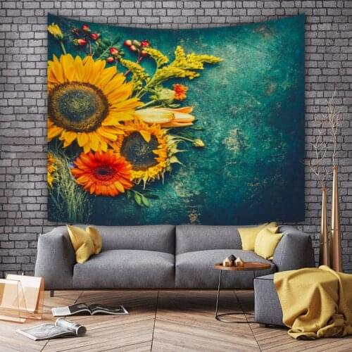 Sunflower flower tapestry ins hanging cloth room dormitory bedside decorative cloth net red anchor photo cloth painting tapestry