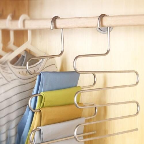 Fashion Pants Hanger Trousers Organizer Hanging Clothes Rack Hanger Layers Clothing Storage Space Saver Closet Home Decor