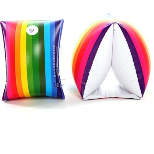 1 Pair Rainbow Swimming Ring for Adult 0.35mm Thicken PVC Swim Arm Rings Inflatable Floats Air Sleeves for men women Floating