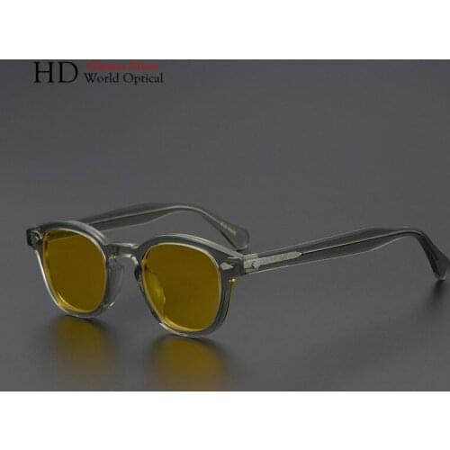 Johnny Depp LEMTOSH Retro Eyewear Acetate Oval Sunglasses For Men And Women HD UV400 Night Vision Driving Sun glasses Polarized