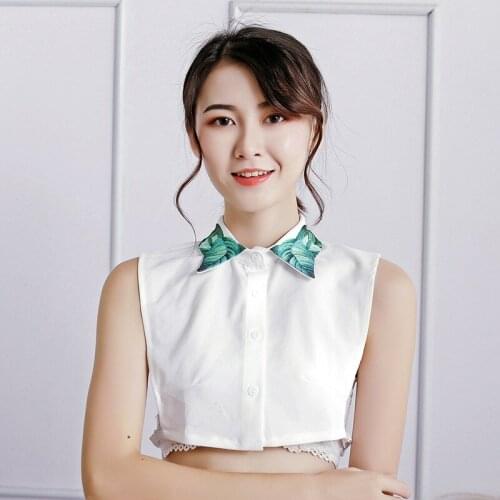 Embroidered spring autumn shirt wild shirt new collar sweater False shirt lace Embroidery Lapel Choker Necklace Shirt Fake