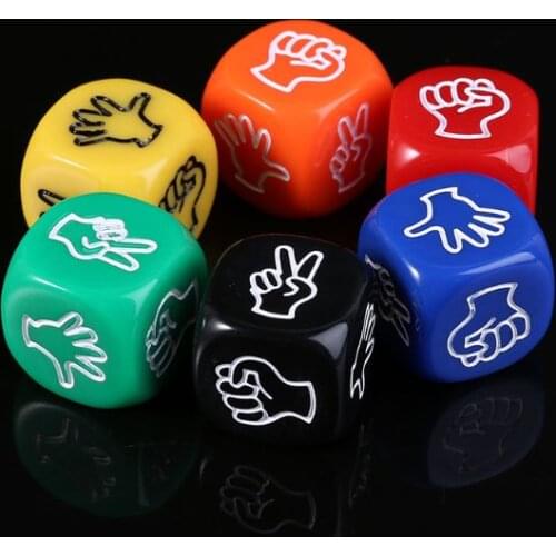 6pcs/set Funny Drinking Game Dice Rock Paper Scissors Finger-guessing Gambling Game Toys 6-Side 20mm