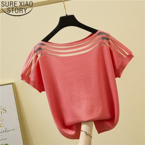 Solid T-shirt O Neck Chic Short Sleeve Tshirt Women Summer Plus Size Loose Korean Ice Silk Splicing Casual Tees Blusas 13692
