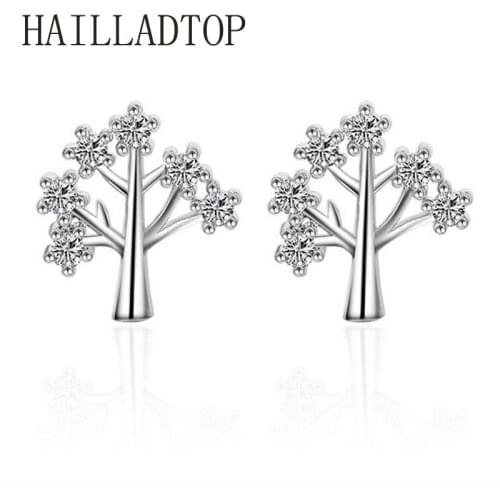 Women Piercing Jewelry Family Tree Christmas Tree Stud Earrings Elegant Lovely Luxury Stud Earrings Fine Jewelry Wholesale