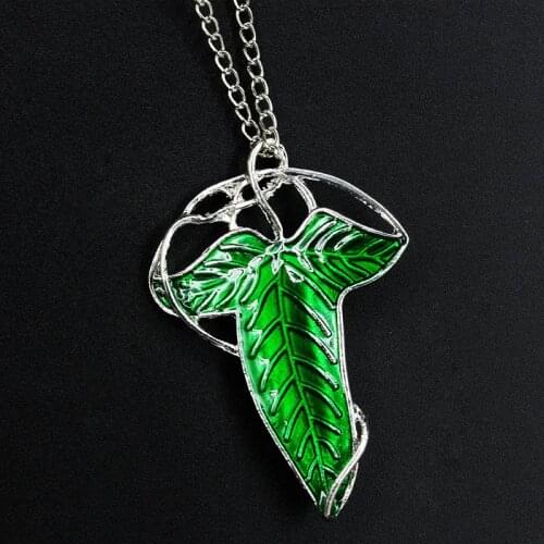 The Lord of theRings Genius Green Leaf Silver Plated Pendant Women Fashion Necklace