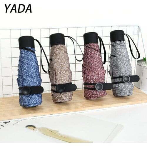YADA 6 Bone Small Size Mini Pocket Umbrella Parasol Folding Rainy Denim Umbrella For Women Men Anti-UV Umbrellas Gift YD210016