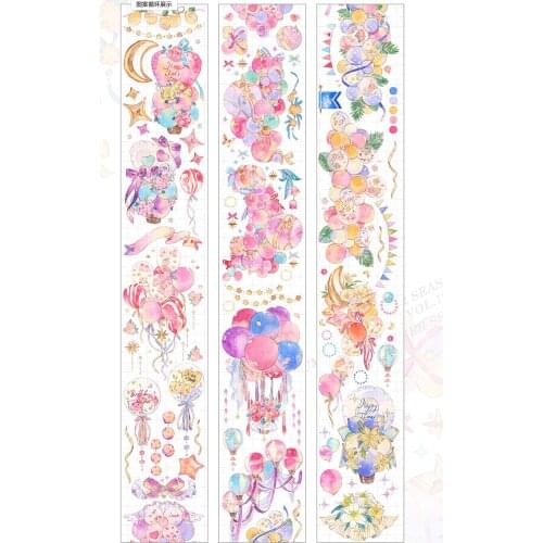 1 Loop Size Flying Balloon Crystal Pet Shines Washi Tape Sample Decorative Sticker Label 110cm
