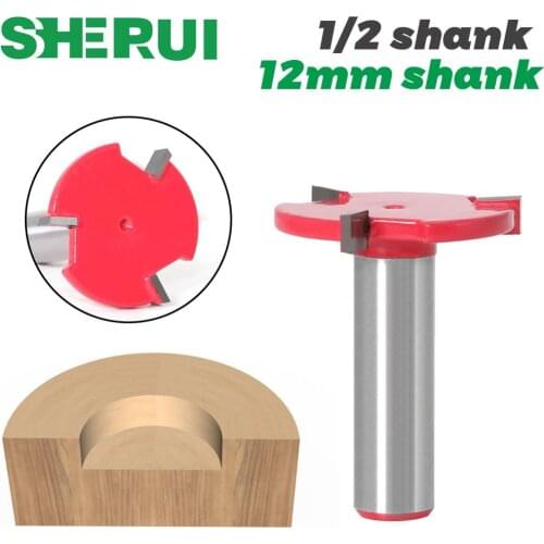 1pc 1/2" Shank 12mm shank 3 Edge T Type Slotting Cutter Woodworking Tool Router Bits For Wood Industrial Grade Milling Cutter