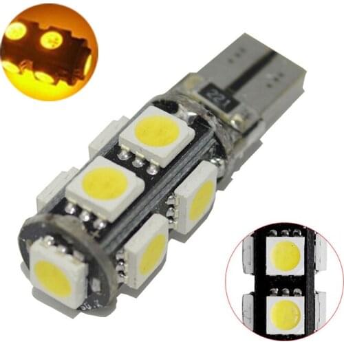 20Pcs Yellow T10 W5W 5050 9SMD LED Canbus Error Free Car Bulbs For 192 168 194 2825 Clearance Lamps License Plate Lights 12V