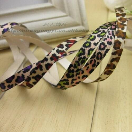 5mm leopard print Satin Ribbon DIY Polyester DIY Manual baby Hair accessories material grosgrain ribbon Hairband private 5M/Lot