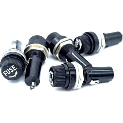 5pcs/lot 5*20mm 6*30mm glass fuse holders 5x20 6x30 insurance tube socket fuse holder for insurance Panel Mount Fuse Holder