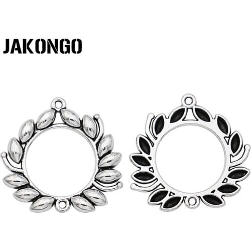 JAKONGO Antique Silver Plated Flower Connectors for Jewelry Making Bracelet Findings DIY Accessories 30mm 6pcs