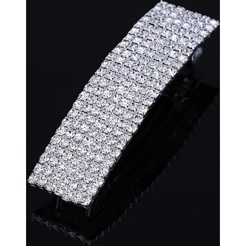 7 Row Crystal Rhinestone Hair Clip Barrette Silver Plated Women Fashion Jewelry Accessories
