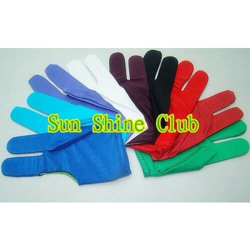 Free shipping 5pcs/lot billiards pool gloves/colorful Billiard Pool Shooters 3 Fingers Gloves high quality
