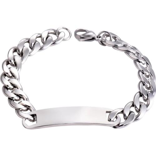 Stainless Steel Custom High Polished Finish Chain Bracelet For Mens Womens Bangle Jewelry