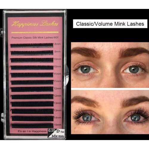 Black Matte False Mink Eyelashes Soft Individual High Quality 0.03-0.15mm Silk Eye Lashes Russian Volume Eyelash Extension