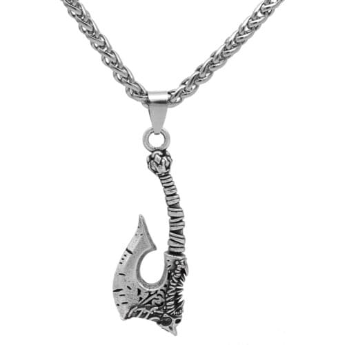 Mens Silver Axe Pendant With Chain, Scandinavian Silver Men Jewelry, Mens Skull Axe Necklace