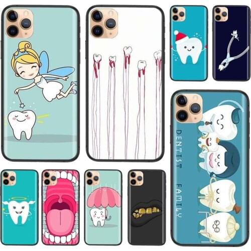 For Redmi Note 10 9 9S 9T 8 8T 7 6 5 5A 4 Pro Max 4G 5G Dentist Dental Crowned Tooth For Childrens Black Hoesjes Pretty