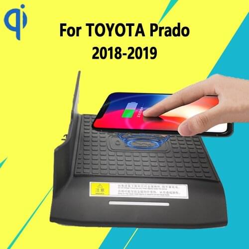 For TOYOTA Prado 2018 2019 15W Qi Fast Charging Car Vehicle Wireless Charger Pad Auto Android Phone Iphone Holder Smart Plate
