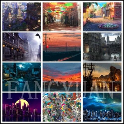 City Night Scenery Diamond Painting Diy 5D Full Square Round Diamond Cross Stitch Kit Crystal Rhinestone Embroidery Wall Art
