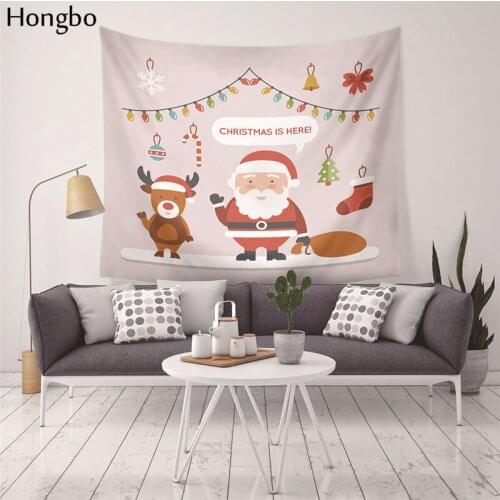 Hongbo Cartoon Santa Claus Tapestry Winter Snowflake Landscape Pattern Wall Decoration Christmas Home Flyer Tablecloth Blanket