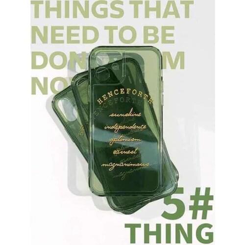 Emerald Green Premium Letter Clear Phone Cases for iPhone 12 Pro Max 11 Pro X XS XR 7 8 Plus 12mini Fashion Soft TPU Cover