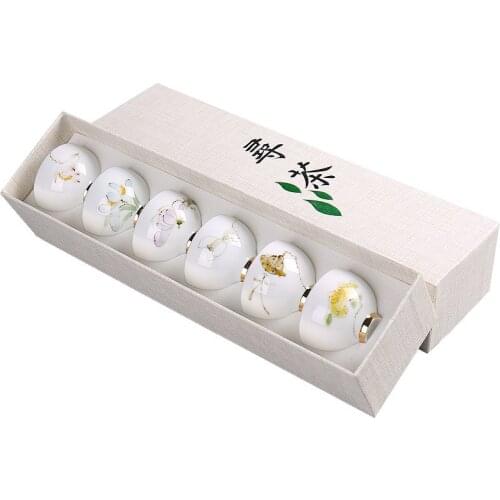 Jingdezhen Single Porcelain Hand Painted Tea Cup Household White Porcelain Tea Set Small Teacup 6 Cup Set Kombucha