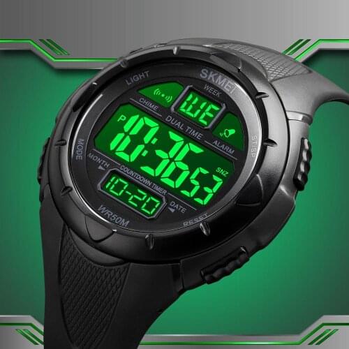 2020 mens watch skmei outdoor sport digital pu strap led easy reading waterproof electronic wristwatch week date male clock