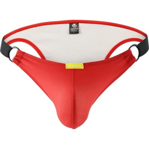 PU Leather Male Underwear Mens Briefs Sexy Underpants Mens Tong Underwear Briefs Man Briefs Underwear Men Panties Gay Lingerie