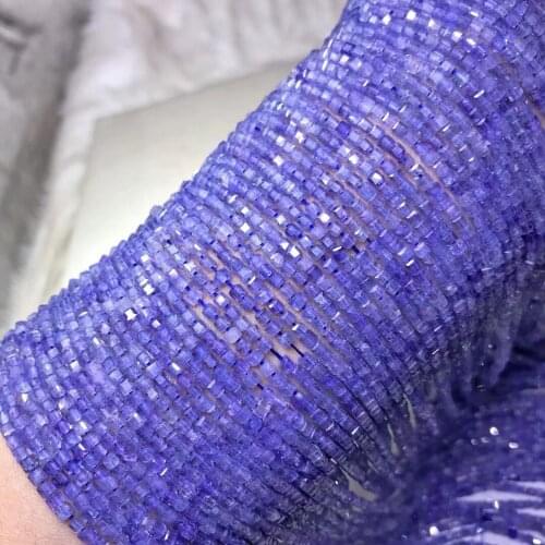 Loose beads tanzanite square faceted 2/3mm nature for making jewelry necklace 14inch FPPJ wholesale
