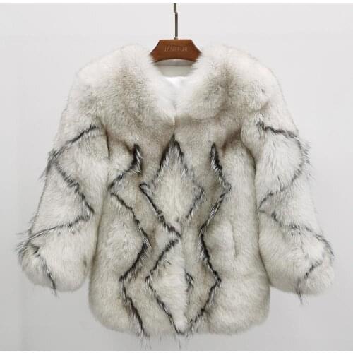 New Women Real Fox Fur Coat Short Winter Warm Fur Jacket Fashion Design Outerwear Natural White Fur Coats for Lady