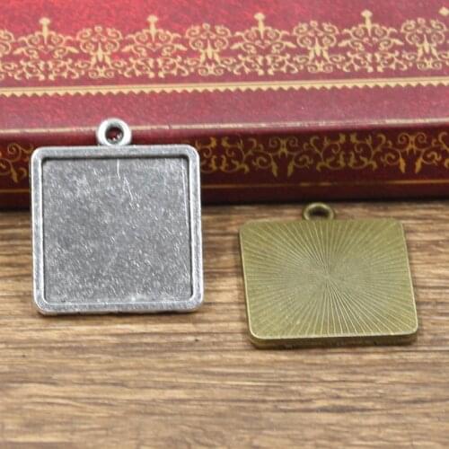 4pcs Cabochon Base Fit Setting Fashion 20mm Inner Size Antique Bronze Silver Color Square Style DIY Jewelry Making Findings