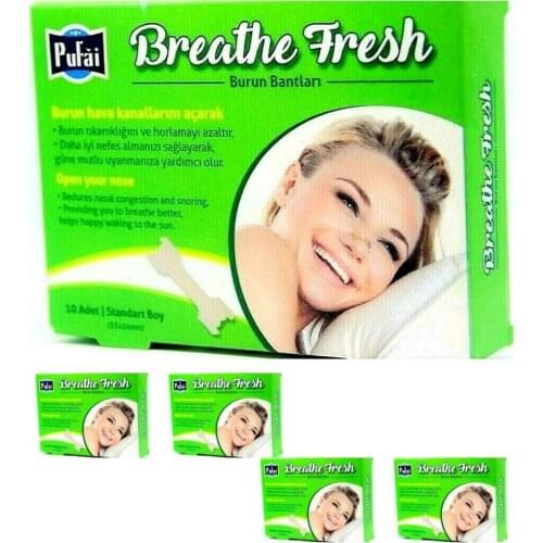 Pufai Nasal Strips Breathe Fresh Compatinle Standart Sizes 55mm 16mm 50 Pieces