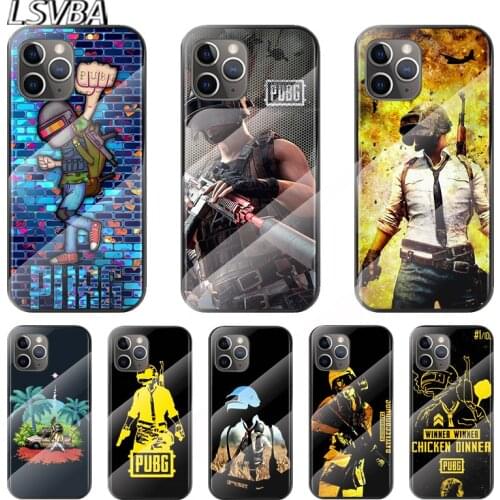 Popular Games PUBG For Apple iPhone 12 11 8 7 6 6S XS XR SE X 2020 Pro Max Mini Plus Tempered Glass Cover Phone Case