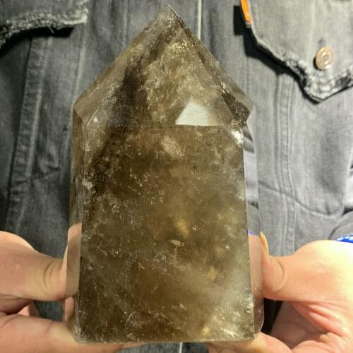 Natural smoky citrine quartz obelisk crystal wand point healing