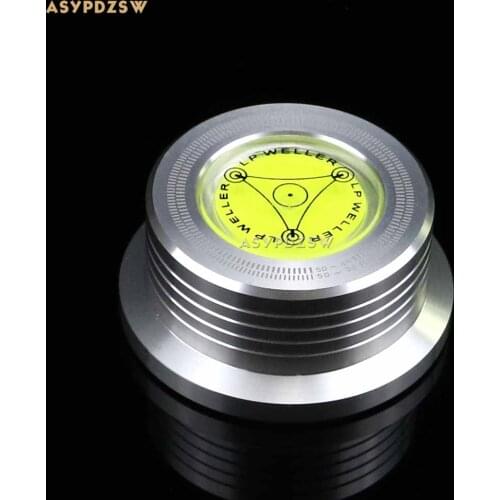 Silver Metal LP Vinyl Turntable disc stabilizer Record weight With spirit level